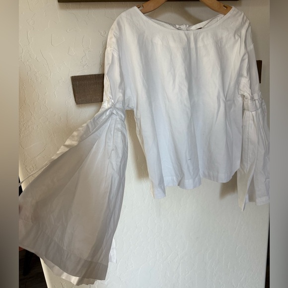 Free People|So obviously yours top, in crisp white•••Bell sleeves,bow details - Picture 6 of 16